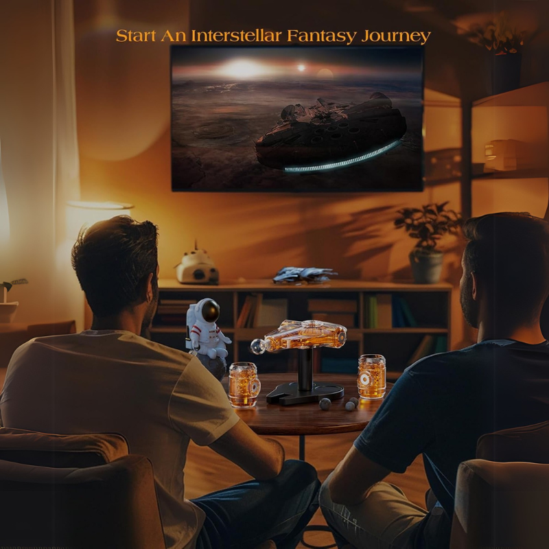 Spaceship Whiskey Decanter Set Galaxy Glasses Barware