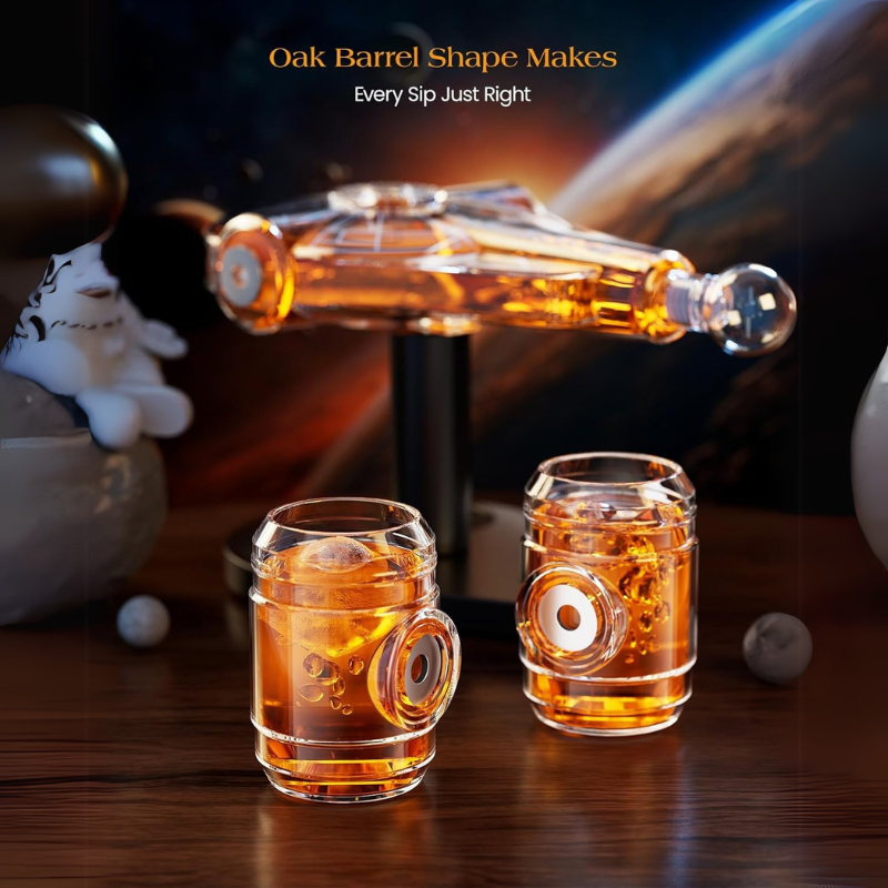 Spaceship Whiskey Decanter Set Galaxy Glasses Barware