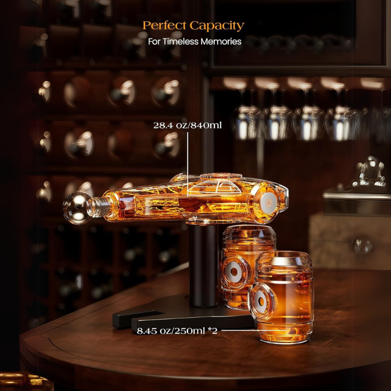 Spaceship Whiskey Decanter Set Galaxy Glasses Barware