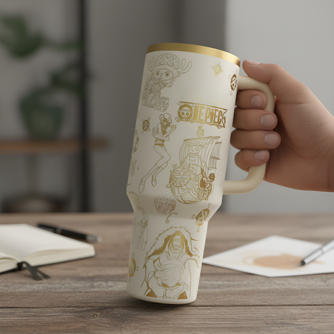 40oz Retro Printed Tumbler With Handle