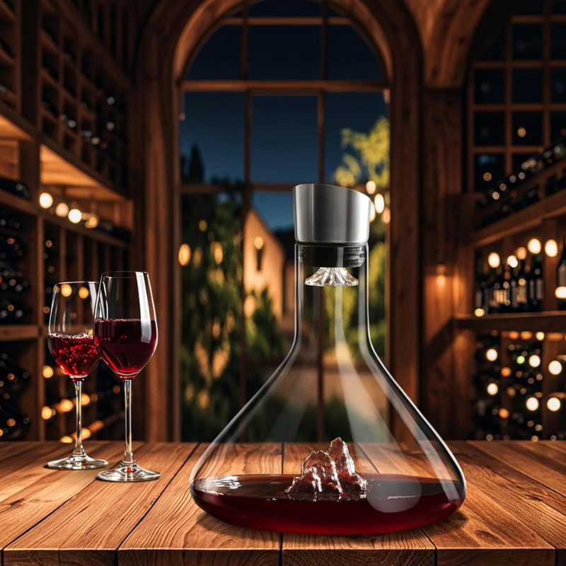 Glass Wine Decanter With Aerator And Waterfall Pourer