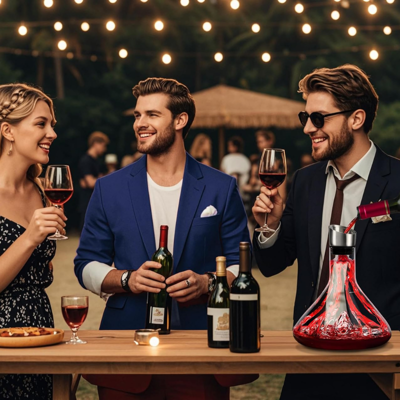 Glass Wine Decanter With Aerator And Waterfall Pourer-Wine and Whiskey Decanter