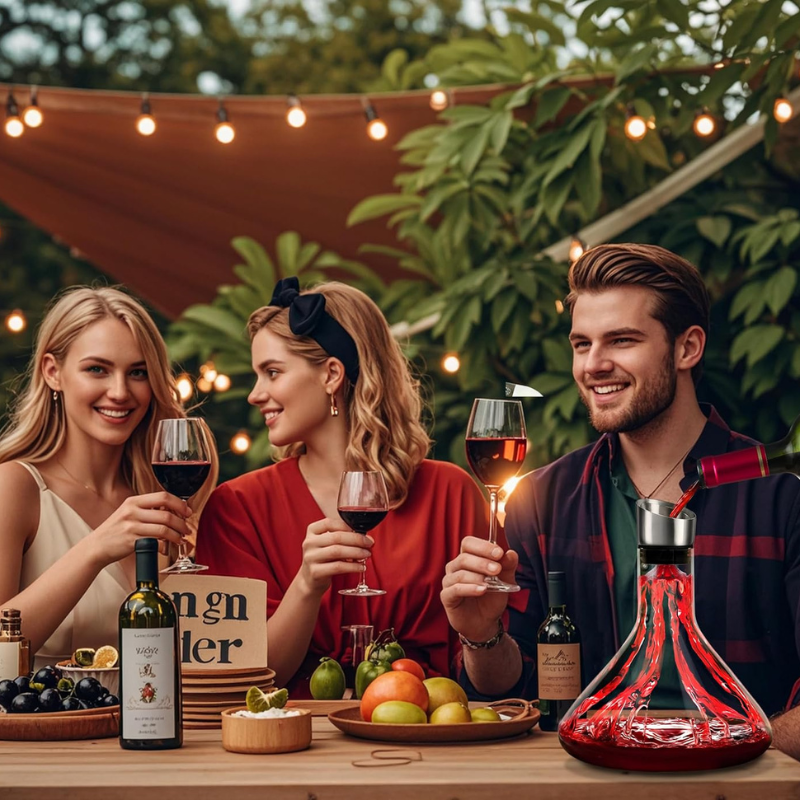 Glass Wine Decanter With Aerator And Waterfall Pourer