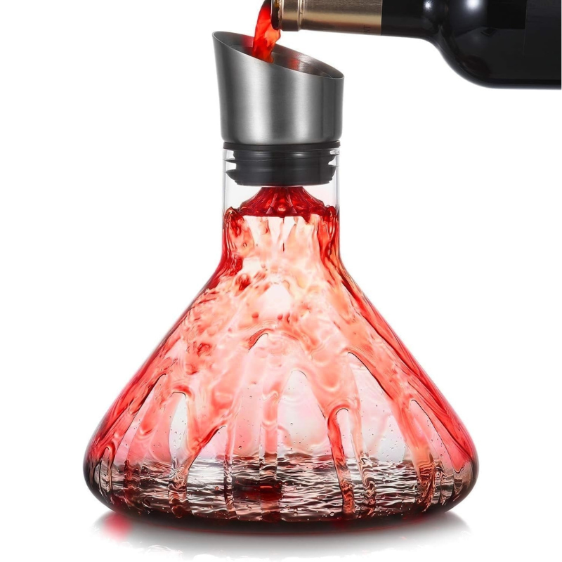 Glass Wine Decanter With Aerator And Waterfall Pourer-Wine and Whiskey Decanter