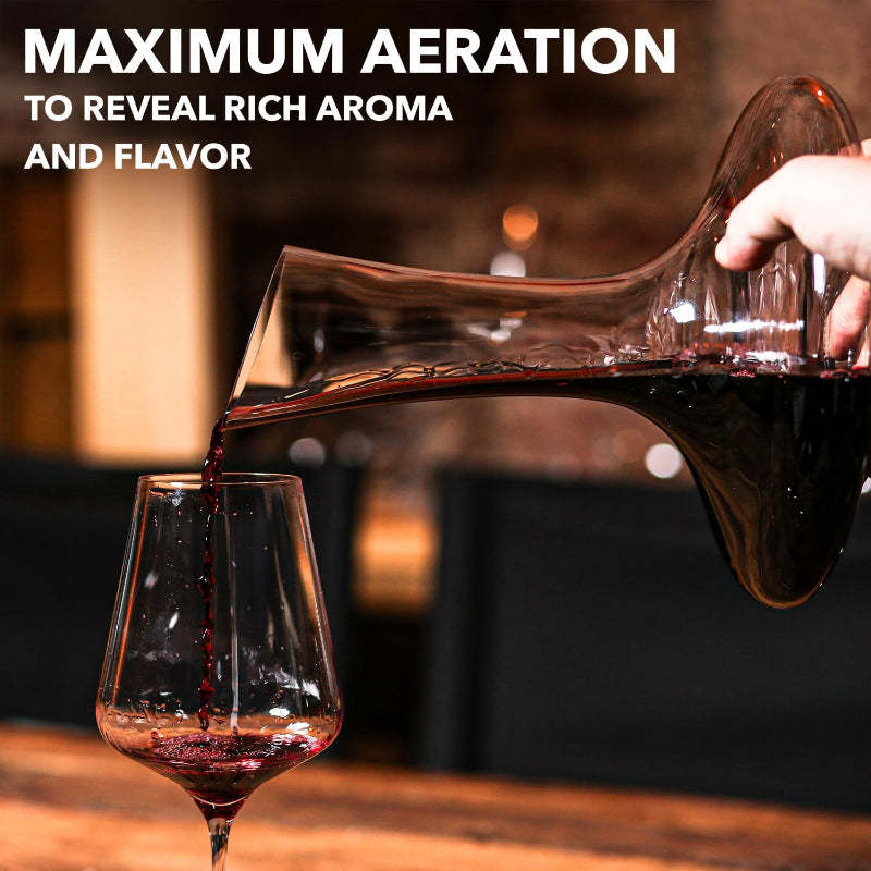 Glass Wine Decanter With Aerator For Enhanced Flavor-Wine and Whiskey Decanter