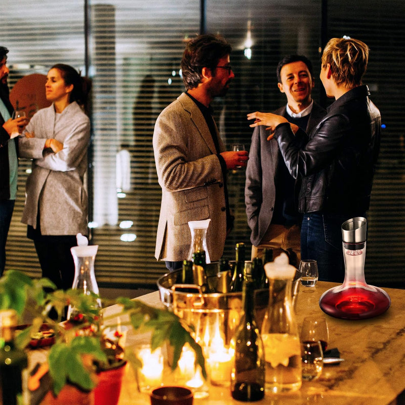 Glass Wine Decanter With Built In Aerator-Wine and Whiskey Decanter