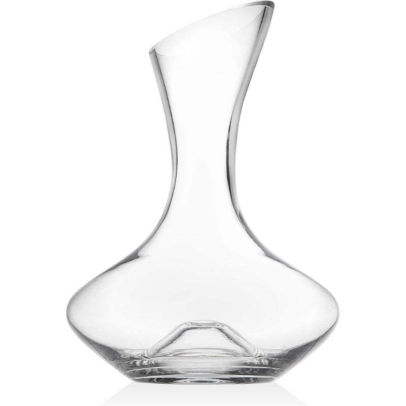 Glass Wine Decanter With Wide Base And Slanted Spout-Wine and Whiskey Decanter