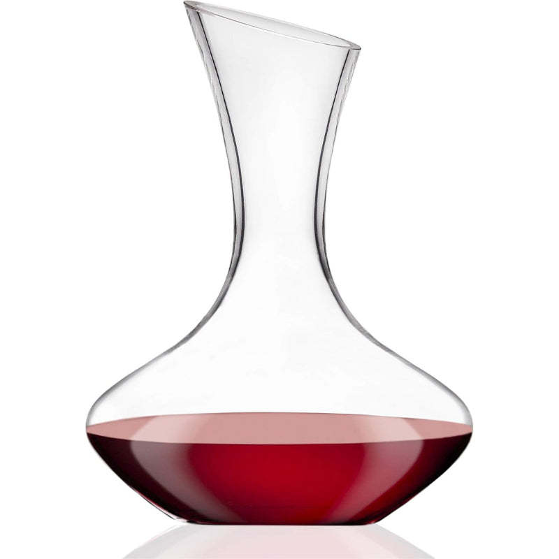 Glass Wine Decanter With Wide Base And Slanted Spout-Wine and Whiskey Decanter