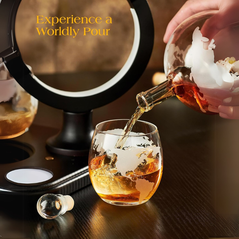 Globe Whiskey Decanter Set Inspired Glasses Barware