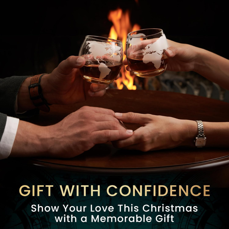 GlobeMap Design Whiskey Decanter Set With Glasses-Wine and Whiskey Decanter