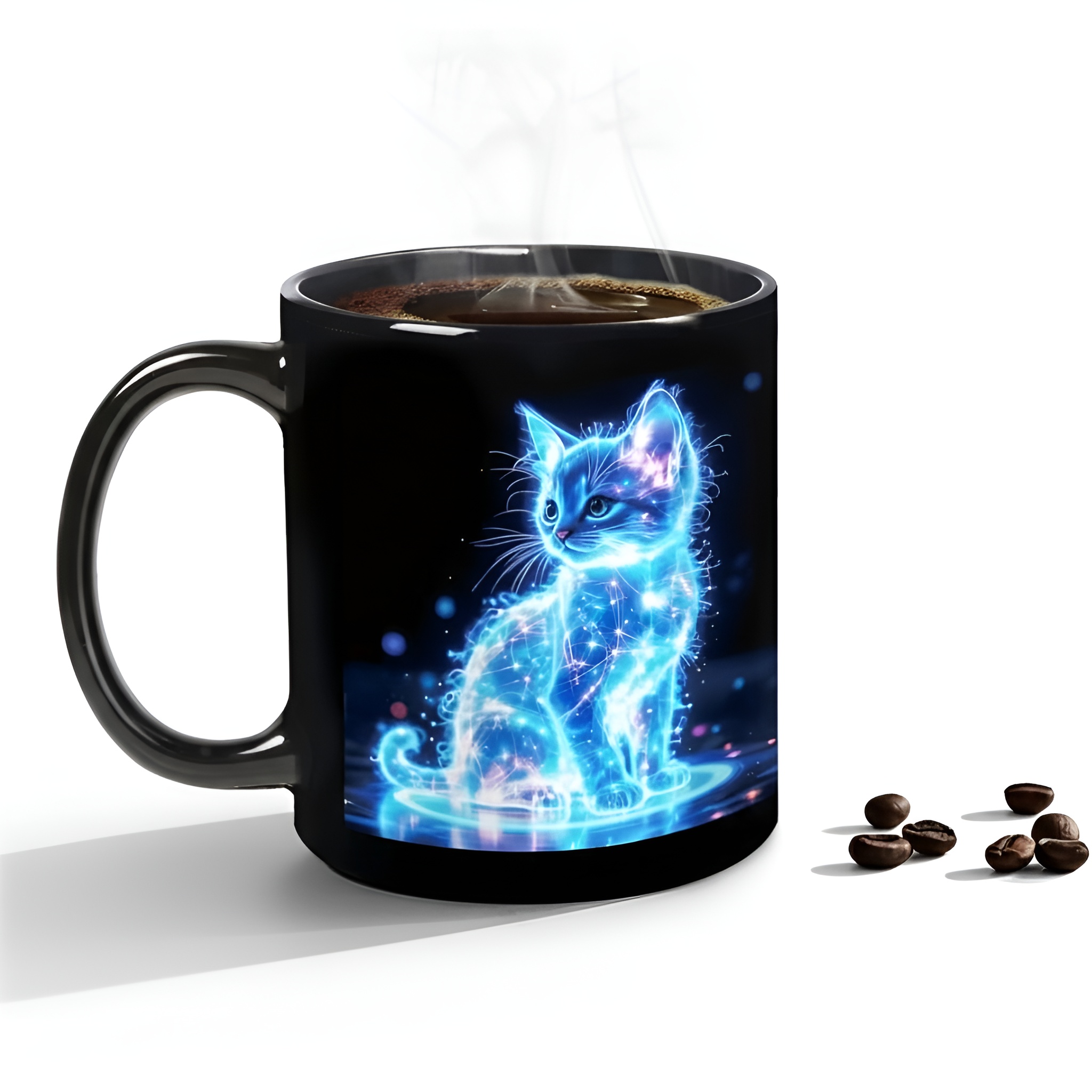 Glowing Neon Cat Coffee Mug