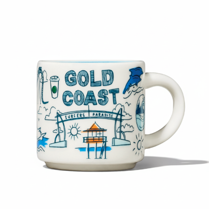 Gold Coast Ceramic Mug With Scenic Landmarks Design