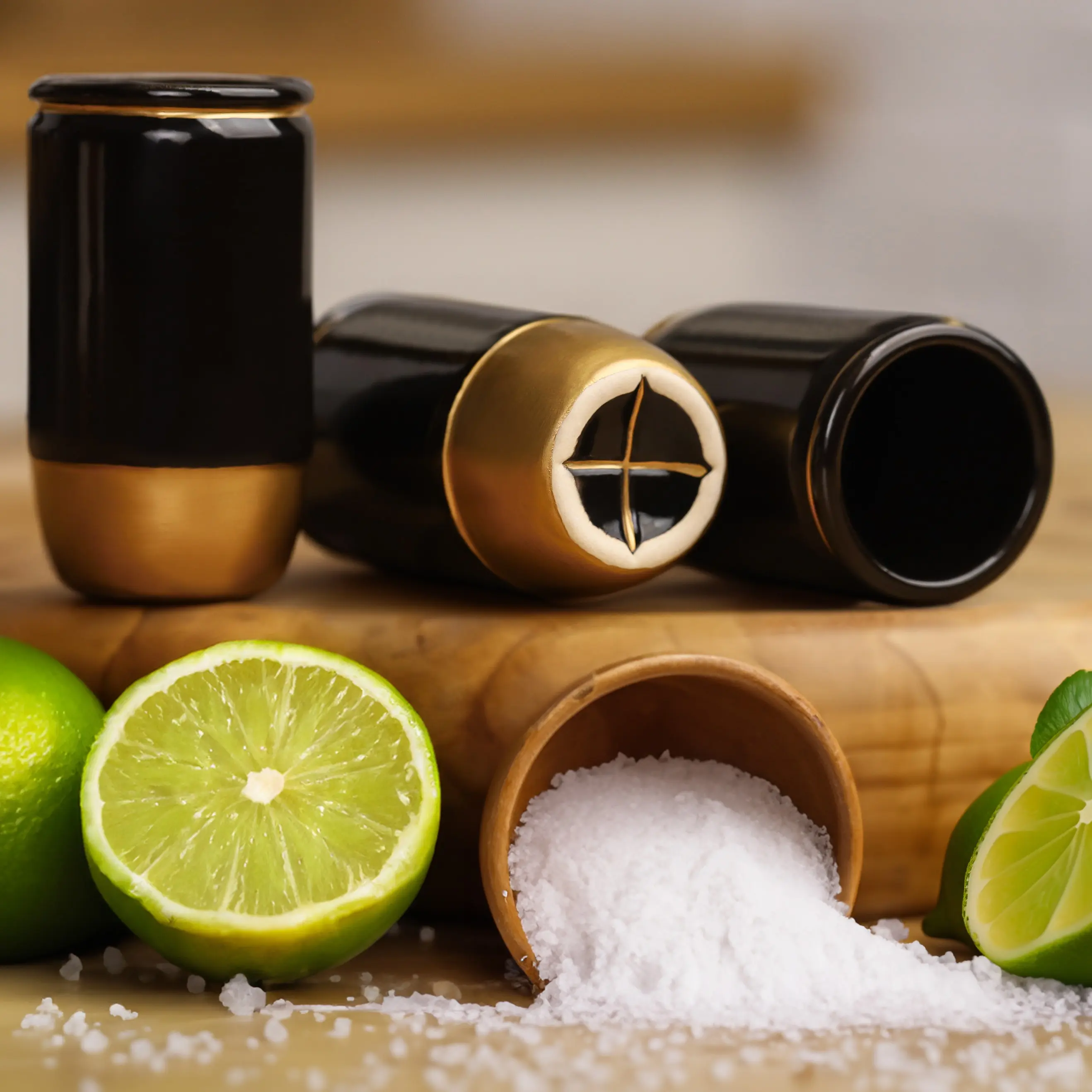 Gun Shaped Whiskey Decanter Set 18 Oz with 3 Bullet Shot Glasses and Wooden Stand 