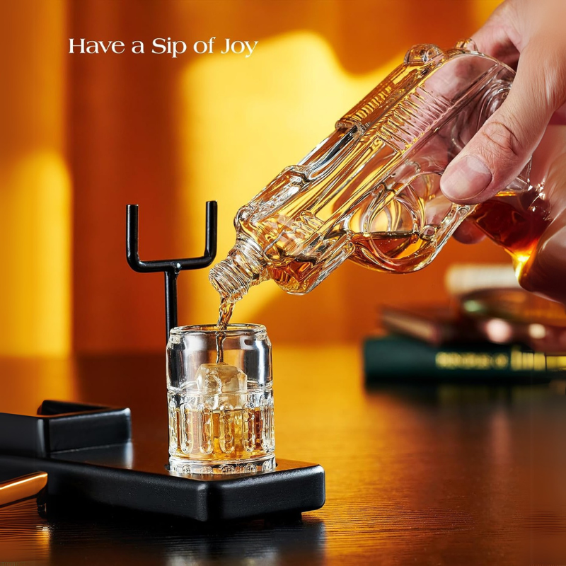 Gun Whiskey Decanter Set Uniquely Designed Decanter Barware Gift-Wine and Whiskey Decanter