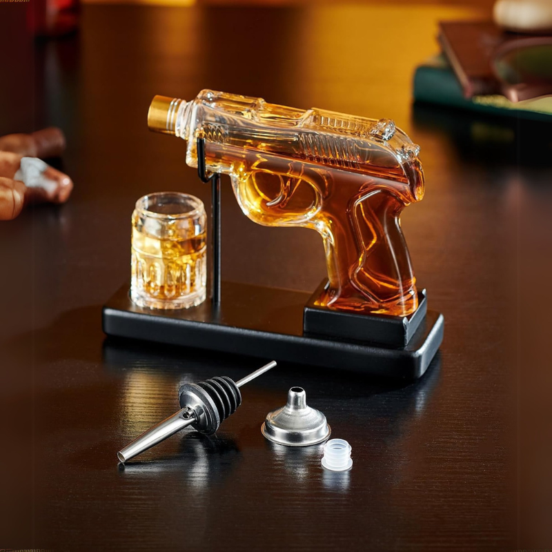 Gun Whiskey Decanter Set Uniquely Designed Decanter Barware Gift-Wine and Whiskey Decanter
