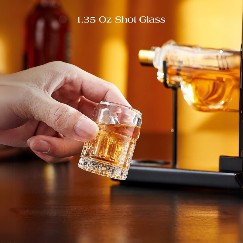 Gun Whiskey Decanter Set Uniquely Designed Decanter Barware Gift-Wine and Whiskey Decanter