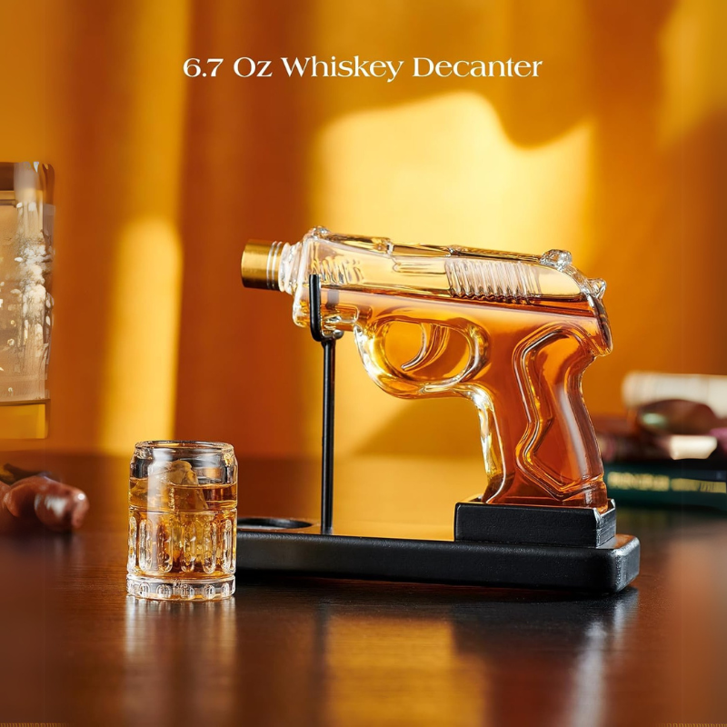 Gun Whiskey Decanter Set Uniquely Designed Decanter Barware Gift-Wine and Whiskey Decanter