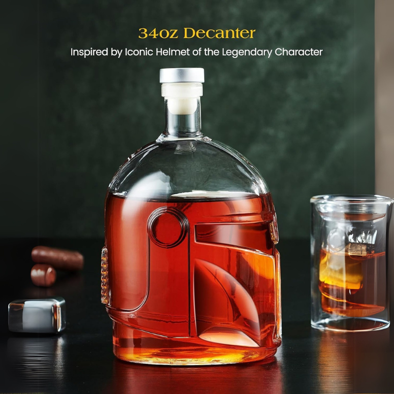 Helmet Whiskey Decanter Set  Inspired Glasses Barware