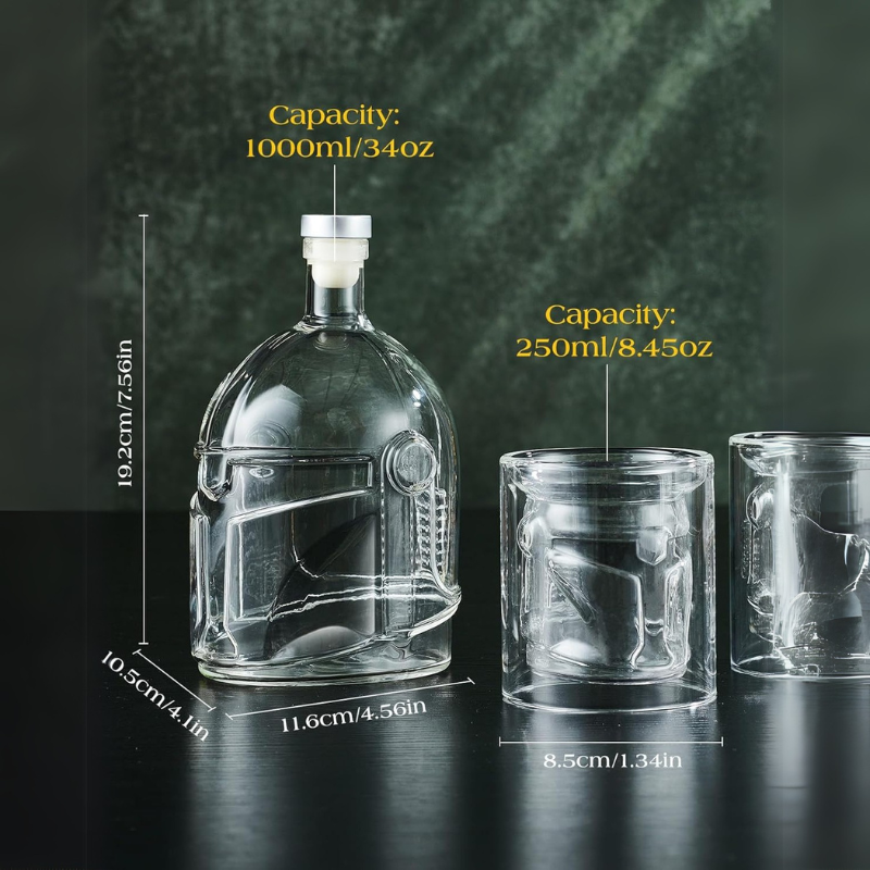 Helmet Whiskey Decanter Set  Inspired Glasses Barware