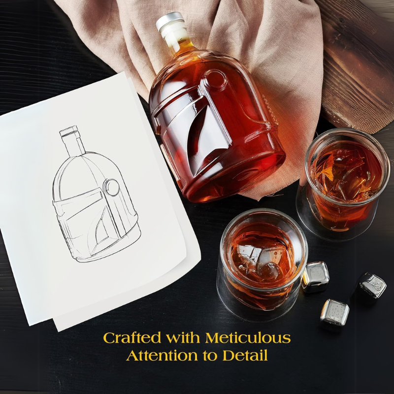 Helmet Whiskey Decanter Set  Inspired Glasses Barware