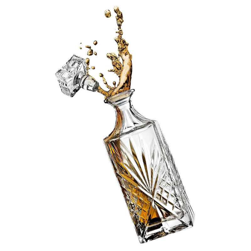 Elegant Irish Leaf Design Glass With Whiskey Decanter Set