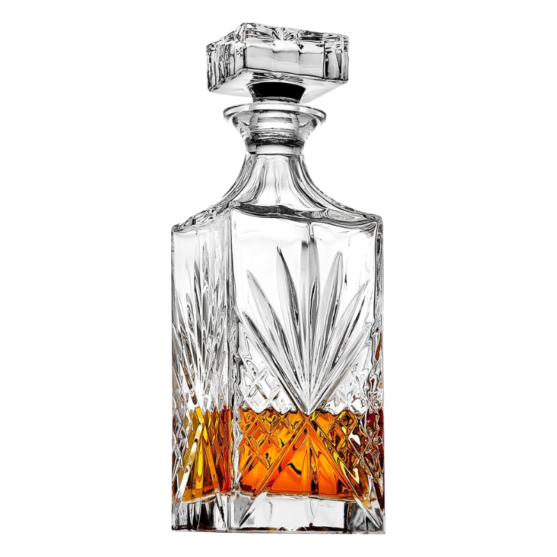 Elegant Irish Leaf Design Glass With Whiskey Decanter Set