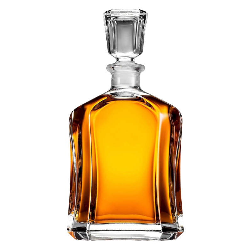 Italian Glass Decanter Style With Geometric Stopper Barware-Wine and Whiskey Decanter