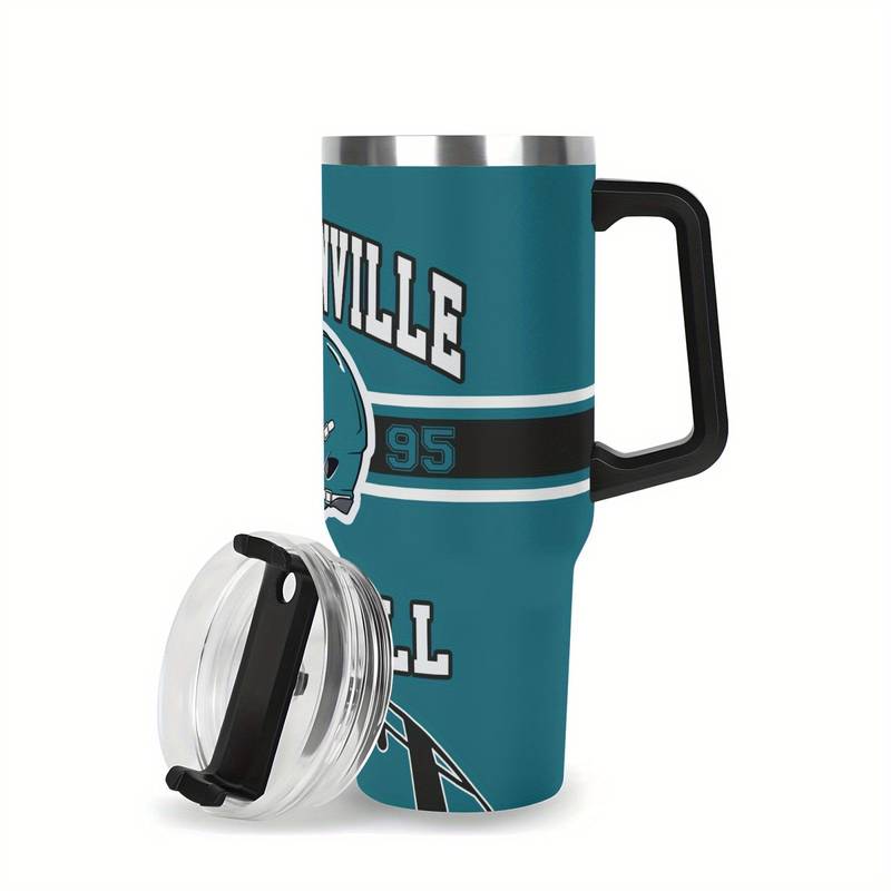 Jacksonville Football 40oz up With Handle And Straws
