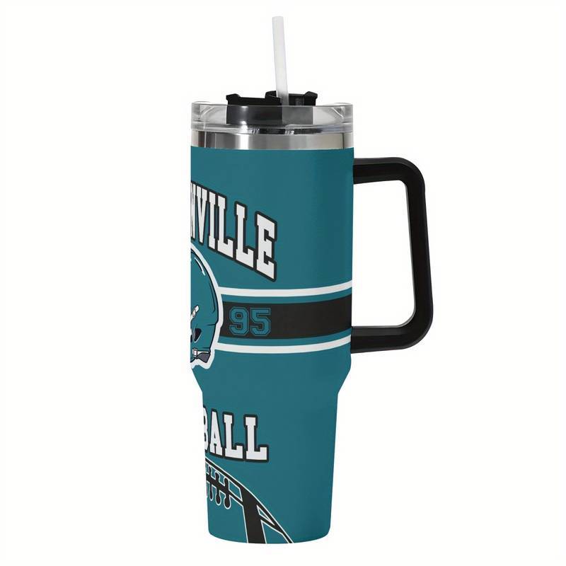 Jacksonville Football 40oz up With Handle And Straws