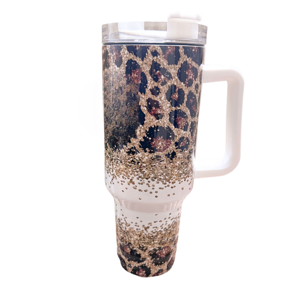 Glitter Leopard Travel Tumbler-Wine and Whiskey Decanter