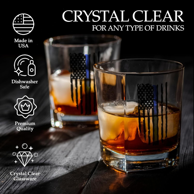 Line Whiskey Decanter Set with Glasses Flag Inspired Design