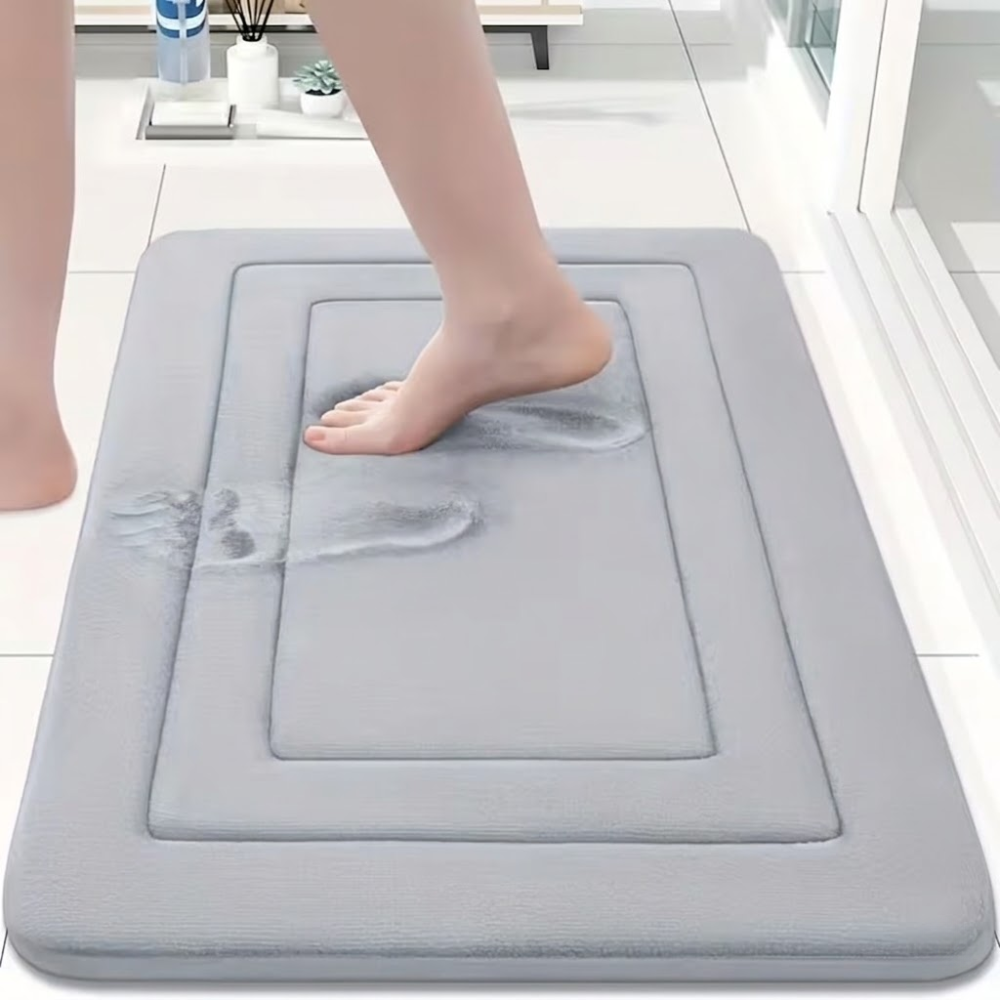 Geometric Non Slip Bathroom Rug - Patterned Bath Mat Washable Microfiber Floor Mat for Shower