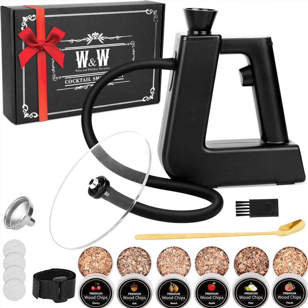 Drink Infuser Kit With Torch And 6 Wood Chips-Wine and Whiskey Decanter