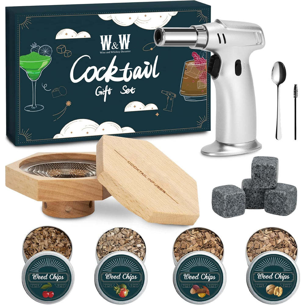 Beverage Flavoring Kit With Torch-Wine and Whiskey Decanter