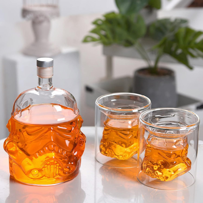 Mask Decanter Set With Glasses Unique Bar Accessory
