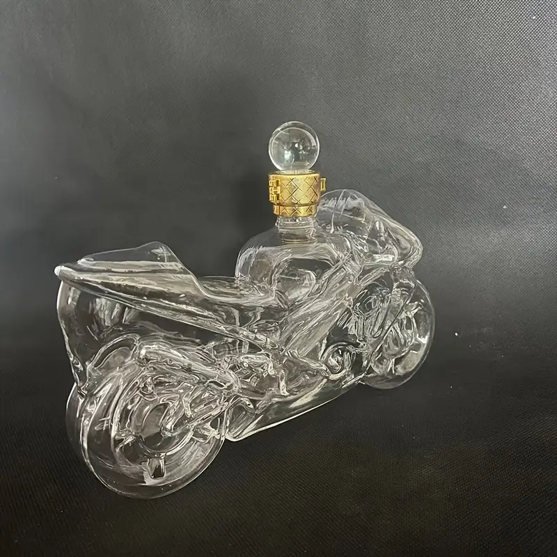 Motorcycle Shaped Whiskey Decanter Handcrafted Glass Bottle