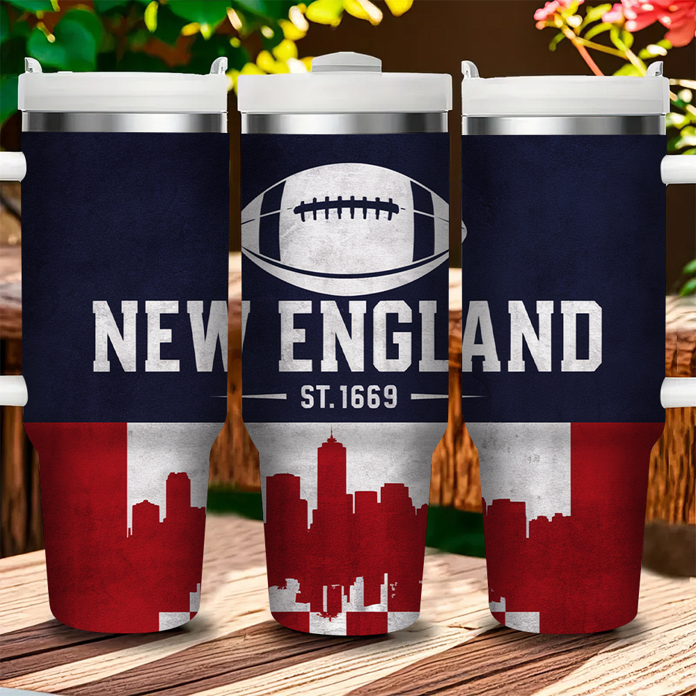 New England Football Vacuum Insulated Stainless Steel Tumbler