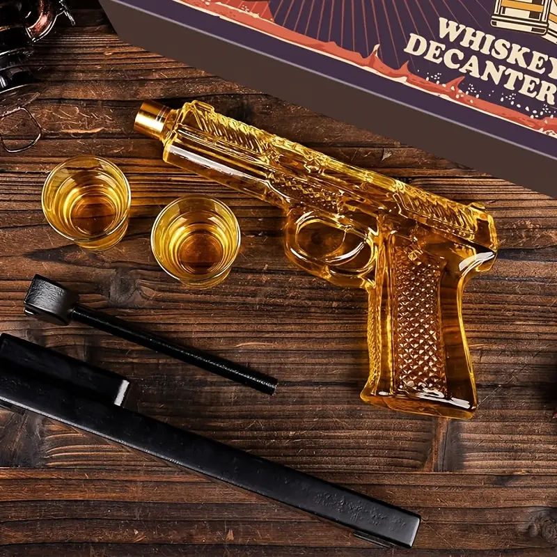 Novelty Gun Decanter With Shot Glasses