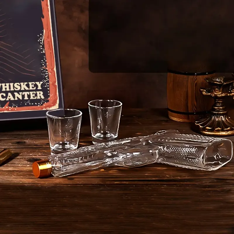 Novelty Gun Decanter With Shot Glasses