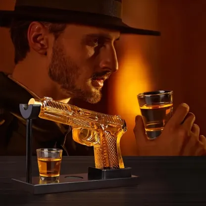 Novelty Gun Decanter With Shot Glasses