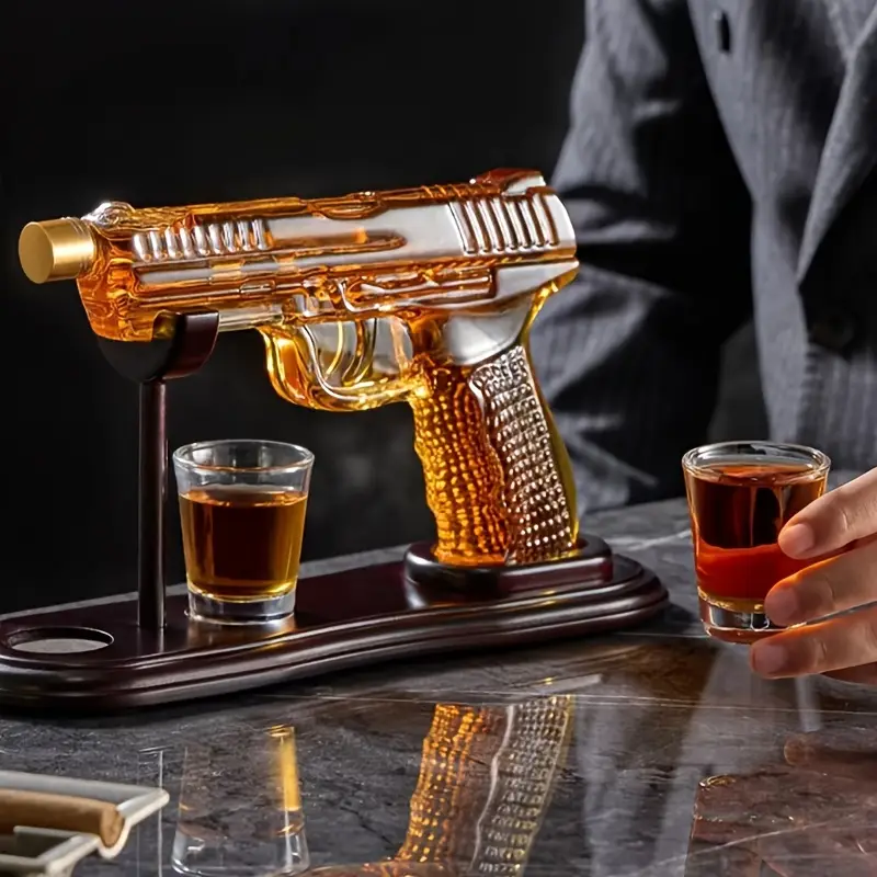 Novelty Gun Decanter With Shot Glasses