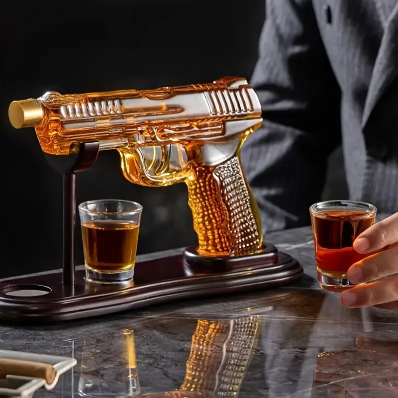 Novelty Gun Decanter With Shot Glasses