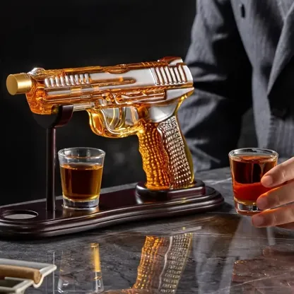 Novelty Gun Decanter With Shot Glasses