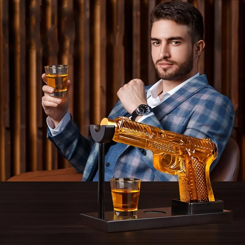 Novelty Gun Decanter With Shot Glasses