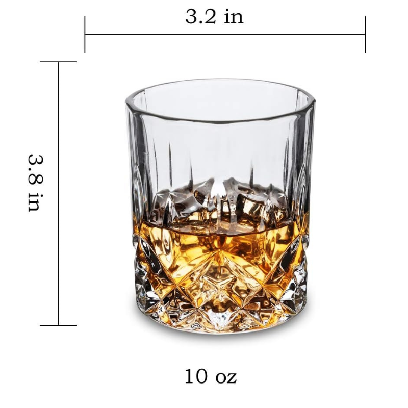 Pack of 4 Old Fashioned Whiskey Glasses For Classic Cocktails-Wine and Whiskey Decanter