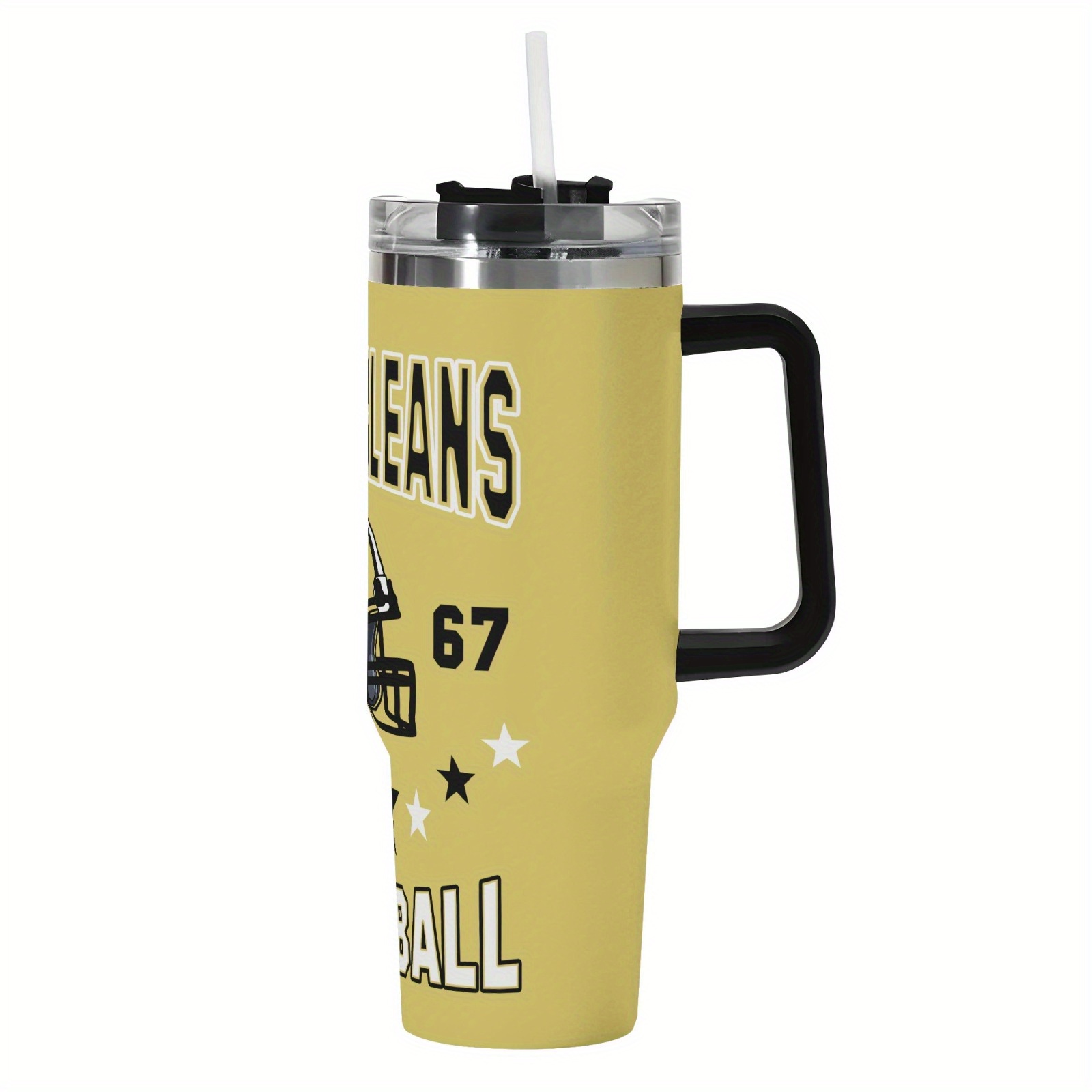 Orleans Football 40oz Stainless Steel Tumbler with Flip Lid & Straws