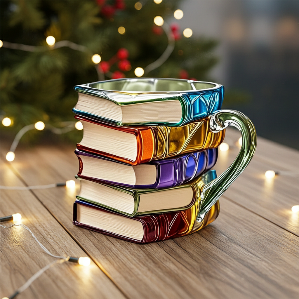 Unique 3D Christmas Book Mug For Holiday Present