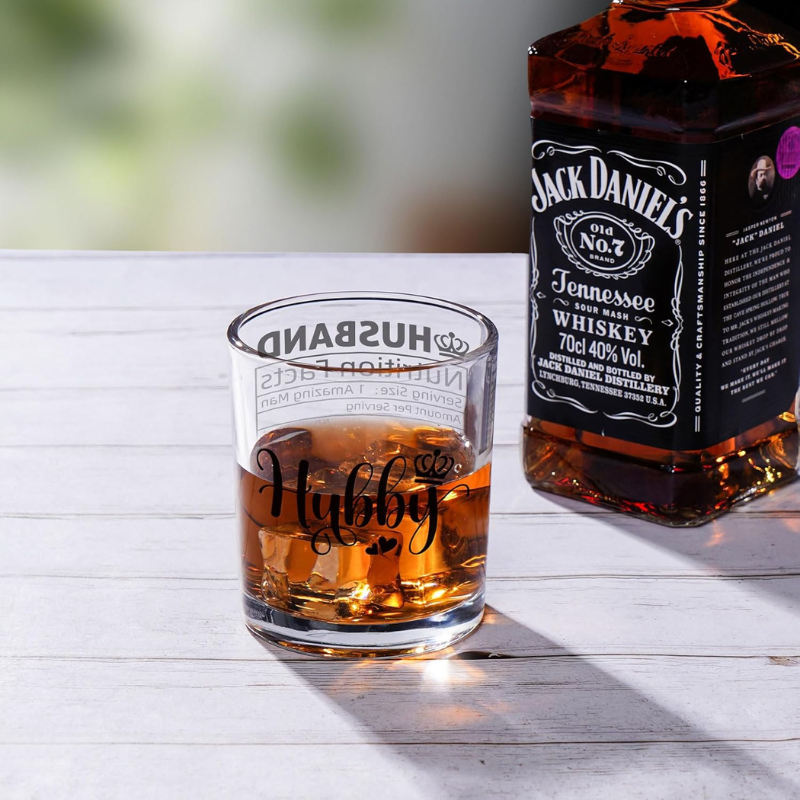 Pack of 2 Husband Printed Whiskey Glasses Gift Set-Wine and Whiskey Decanter