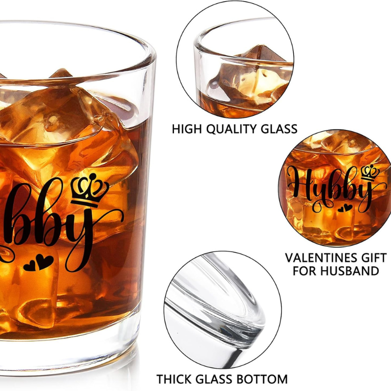 Pack of 2 Husband Printed Whiskey Glasses Gift Set-Wine and Whiskey Decanter