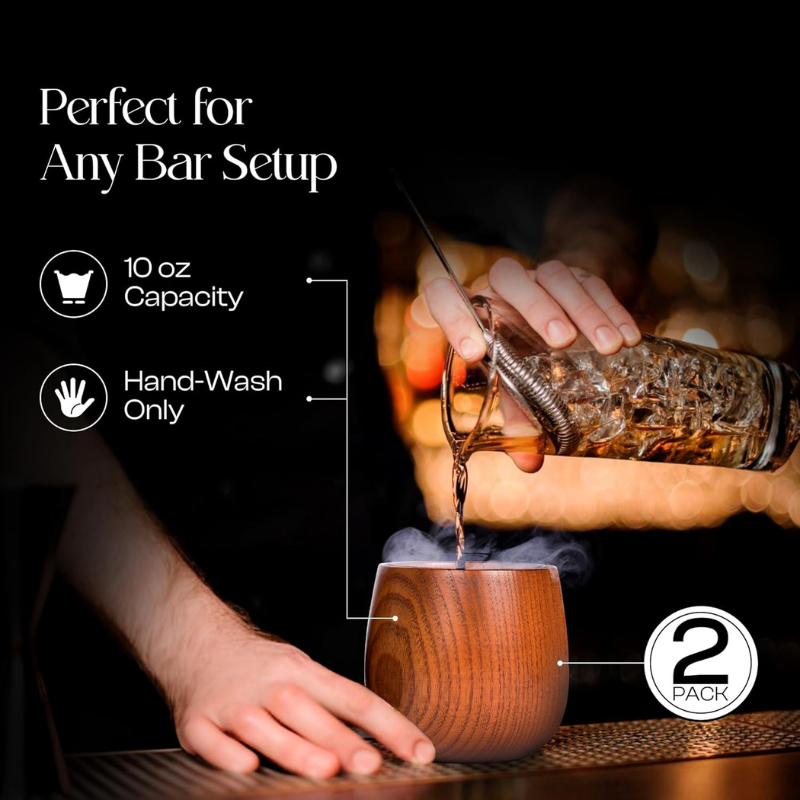 Pack OF 2 Wooden Bourbon Glasses Set For Whiskey Lovers-Wine and Whiskey Decanter